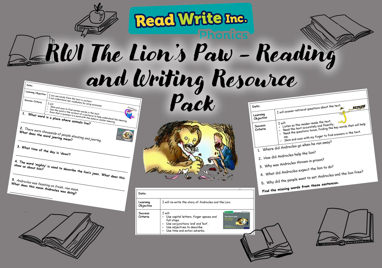Read Write Inc The Lion's Paw Reading and Writing Resource Pack Writing4Teachers