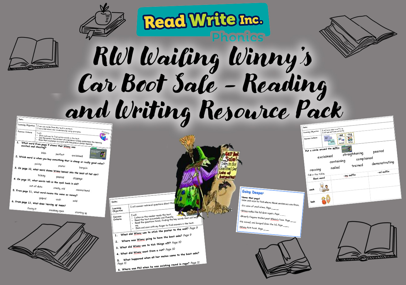 Read Write Inc Wailing Winny's Car Boot Sale Reading and Writing Resource Pack Writing4Teachers